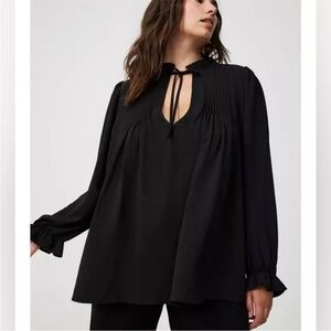 Torrid Elegant Black Blouse size 18/20 (2)- stretchy and cute pin tuck sleeves